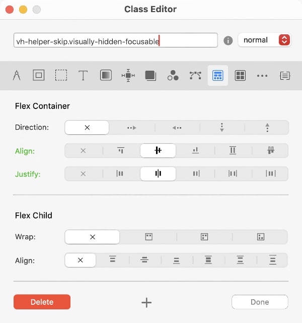 Vh Helper example styling in class editor